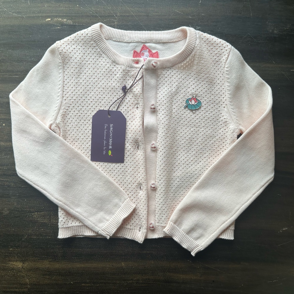 NWT Sergent Major French Boutique light pink knit pointelle Cardigan & T-shirt - Picture 3 of 13